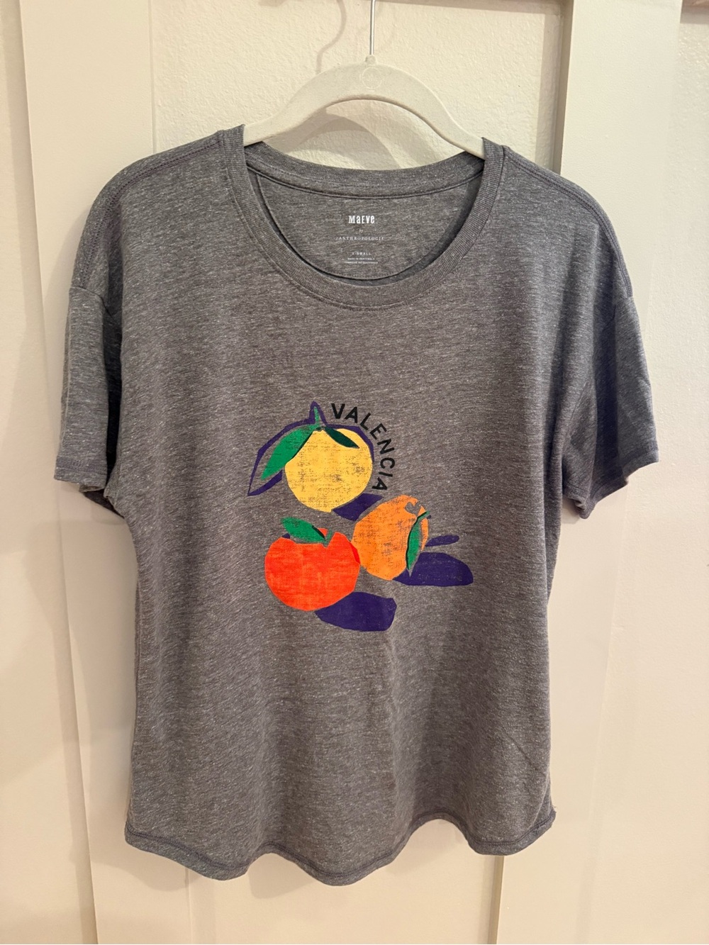 Maeve Gray Valencia Fruit Graphic Tee XS